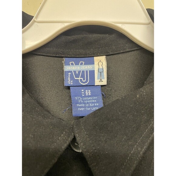 Black Long Sleeve Button Up Shirt Venezia Jeans Size 22/24 polyester Blend - Picture 3 of 3